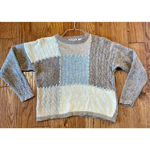 Extra Energy Vintage By De Rotchild Silk Angora block square print sweater M Brown Size M