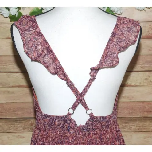 Dear John Elia Sleeveless Maxi Dress Size M Adjustable Straps V-Neck Lined Ruffle