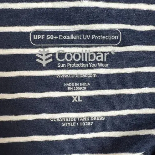 Coolibar Oceanside Tank Dress Womens XL Navy Blue Stripe Sleeveless UPF 50+ New