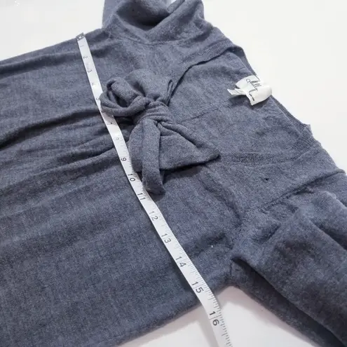 Milly of New York 100% Merino Wool Bow Gray Knit Blouse 3/4 Sleeves