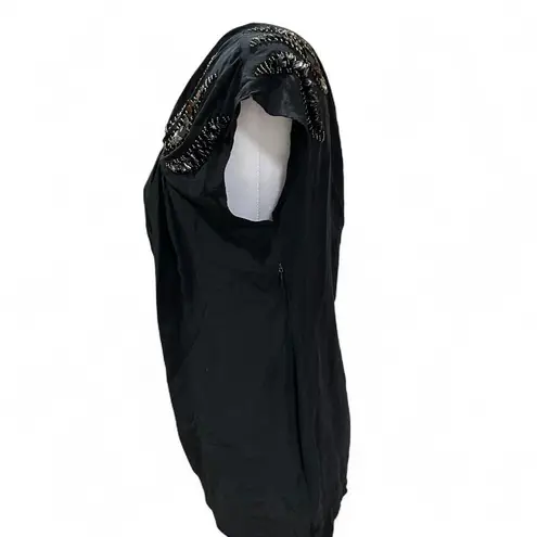 Yoana Baraschi Silk Beaded Asymmetrical Black Blouse