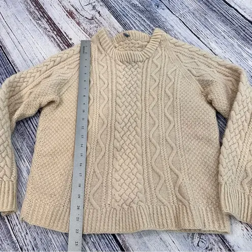 Vintage Wool Fisherman Cable Knit Beige Sweater Size M