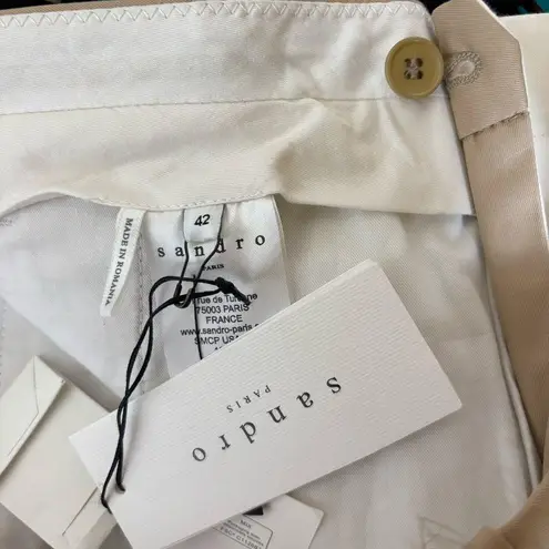 Sandro NWT Paris Women’s High Waisted Trouser E15 Prest Beige Cotton Pants-Sz 42