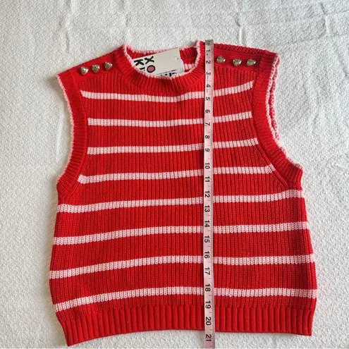 Kerri Rosenthal XOXO Red Striped Sweater Vest Heart Smiley Face NEW Small Pink