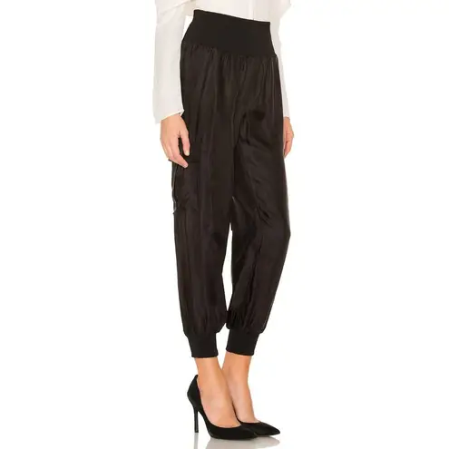 NWT Cinq a Sept Tous Les Jour Giles Joggers in Black Satin Pull