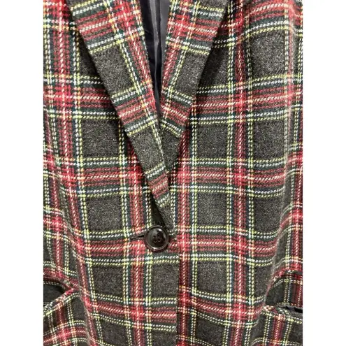 Sag Harbor Vintage Blazer Size 18W Red Green Wool Tartan Velvet Plaid Holiday