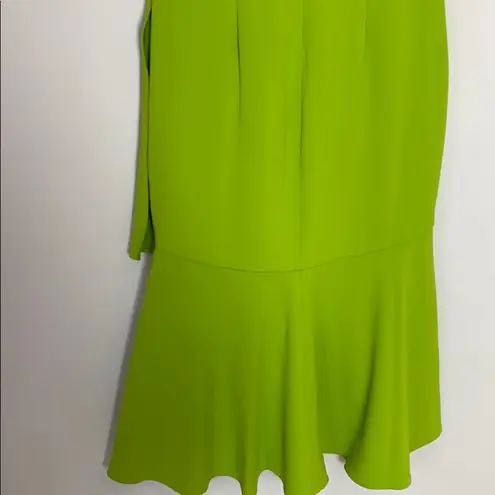 Badgley Mischka lime green v-neck ruffle dress NWT