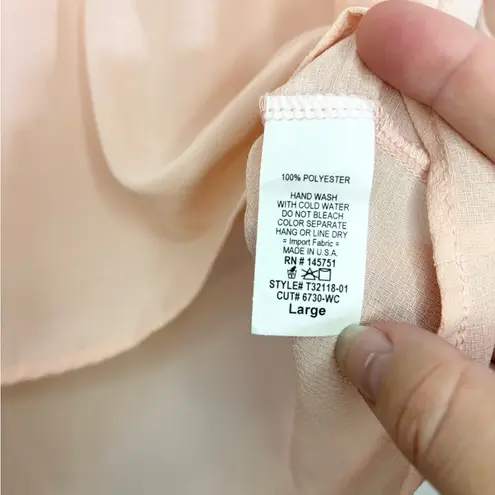 Peach Love California Soft Pink Ruffle Blouse Size L