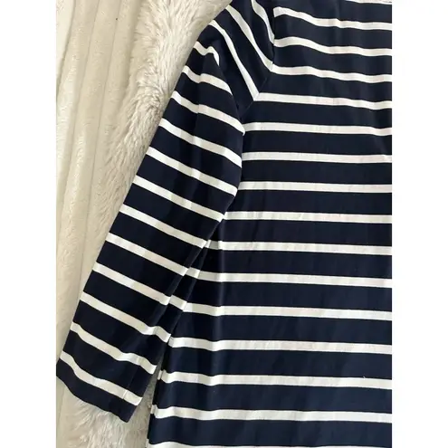 J. Jill Wearever Collection Single Button Navy Blue & White Stripe Cardigan Sz L Size L