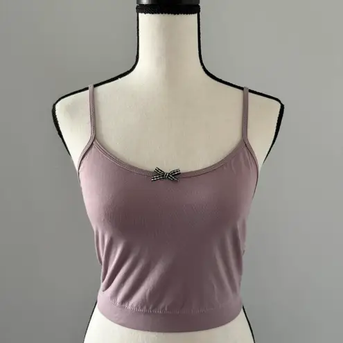 Handmade Coquette Purple Tank with Black Gingham Bow
