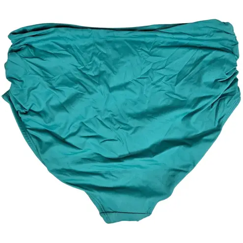 Anne cole Women's Side Shirred High Waist Bikini Bottom in Ocean Green M NWT