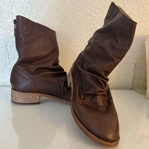 BEEK Ostrich Bootie In Saddle Brown Leather Ankle Boots size 6