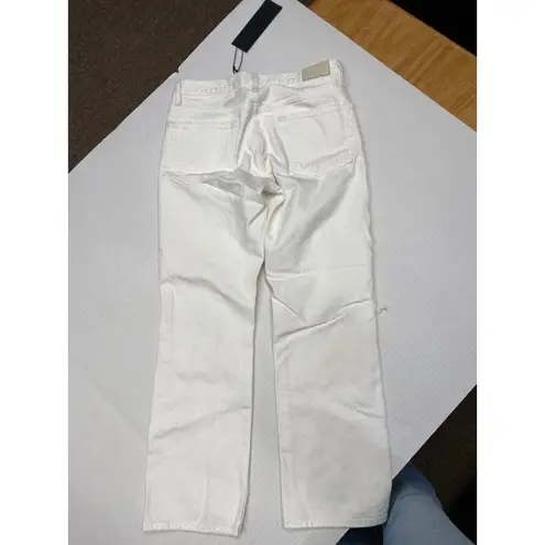Edwin Women Kali Ankle Vintage Straight Jeans 27 White High Rise Distressed NWT