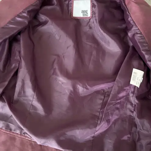 ANINE BING Lamb Leather Cherry Red Quilted Moto Bomber Jacket Size XS edgy biker