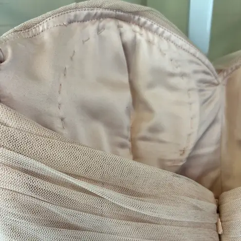 AMSALE Strapless Tulle Mermaid Gown Bridesmaid Wedding Prom Formal BLUSH Pink Size 6