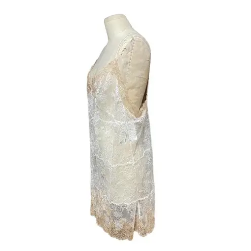 Josie Natori Chantilly Bordered Lace Chemise Lingerie White Size XL