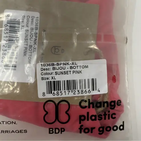 Stone Fox Swim Bijou Strappy Thong Bikini Bottom Sunset Pink High Cut Size XL