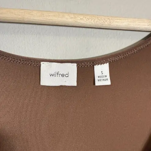 Wilfred Aritzia Nuage Asymmetrical Midi Dress Women's Small Brown Flowy Neutral