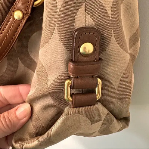 Coach  Op Art Sateen Brooke Handbag/Shoulder Bag in Khaki and Brown