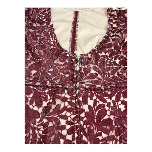 Angel Biba Angel Biba Burgundy Ombre Lace Cut-Out Overlay Dress Size 8