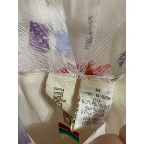 Mimi Chica floral white ruffle crop blouse long sleeve size Medium NWOT