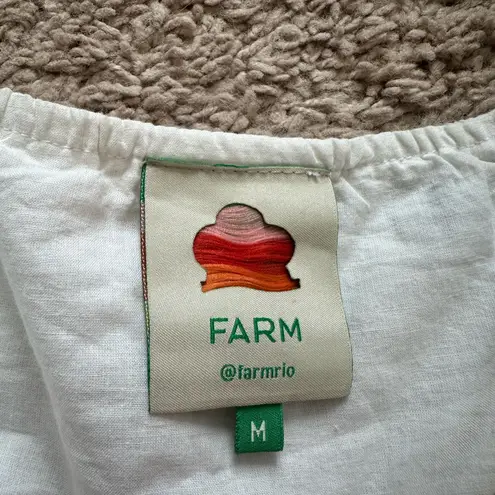 Farm Rio Flower-Embroidered Cotton Crop Top Size M
