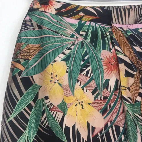 ZARA  Tropical Printed Crop Satin Straight High Waist Trousers Pants Small