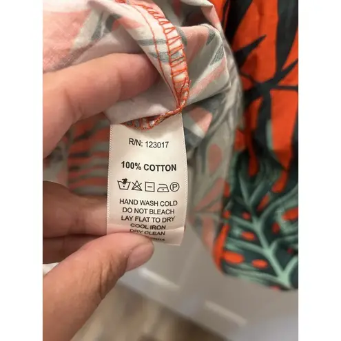 Maude Vivante Womens Red Green Floral Tropical Tier Ruffle Dress Size Xl Pockets