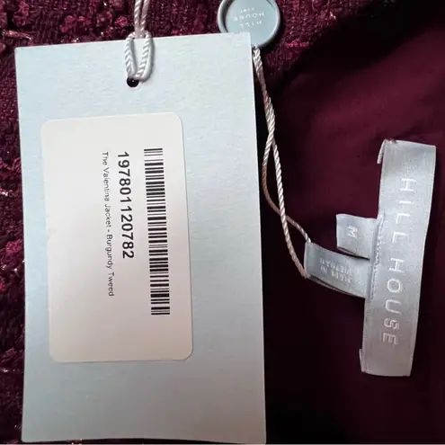 Hill House NWT Burgundy Valentina Tweed Jacket with Gold Buttons Old Money - Med