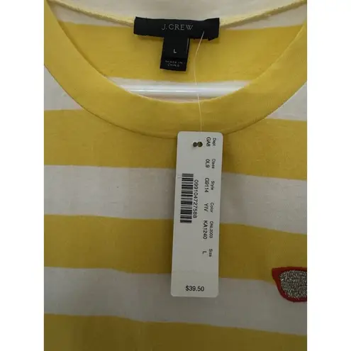 NWT J. CREW (2017) Women's L Yellow White Striped Embroidered Sunglasses T