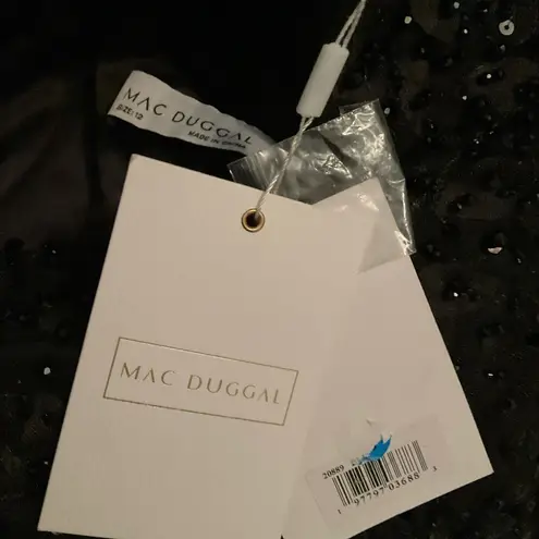 Mac Duggal 20889 Womens Black Sheer Applique Bustier Gown with Feather Straps