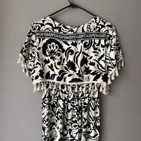 Boho sz M brown cream tassel mini sun dress Size M