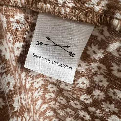 Rylee + Cru Janie Ditsy Floral Print Brown Long Sleeve Dress Size Small