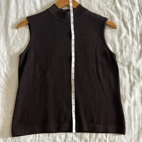 St. John Sleeveless Knit Top Mock Neck Chocolate Brown Size 2