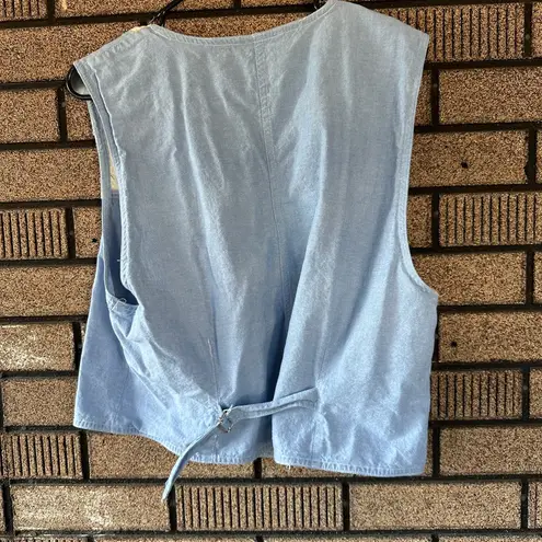 Vintage Donkenny Chambray Vest Floral Patchwork Cottagecore (M/L) Blue Size L