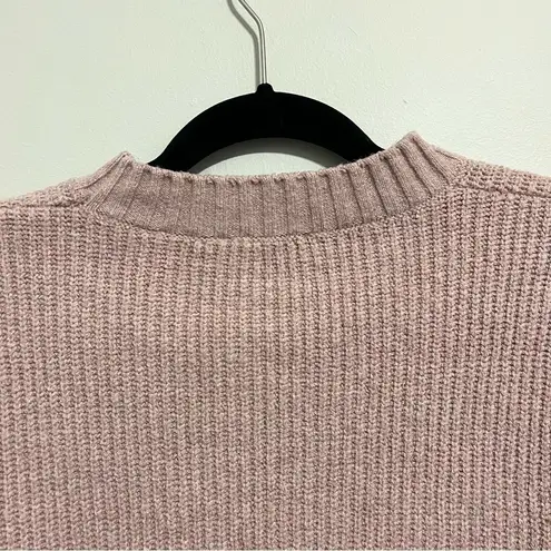 Tahari  Ribbed Cable Knit Crewneck Sweater Light Pink M