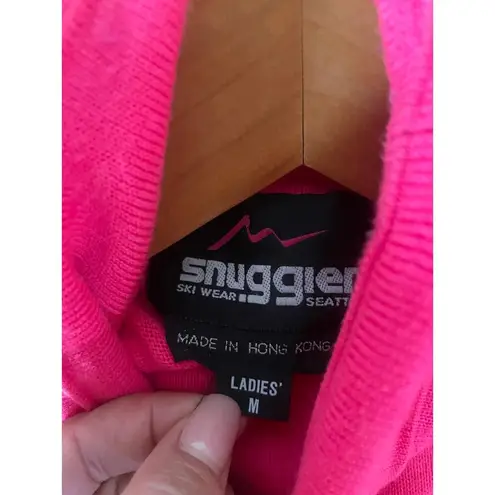Vintage 80's Snuggler Ski Wear HOT PINK SEXY SNOW BUNNY Turtleneck Sweater Size M