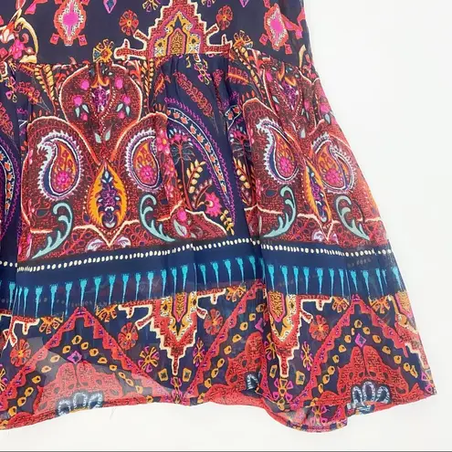 Soft Surroundings Iskra Paisley Floral Embroidered Bohemian Tunic: Navy Blue