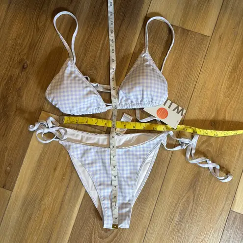 Wilo the Label Blue Gingham Bikini Set size medium M string tie adjustable nwt