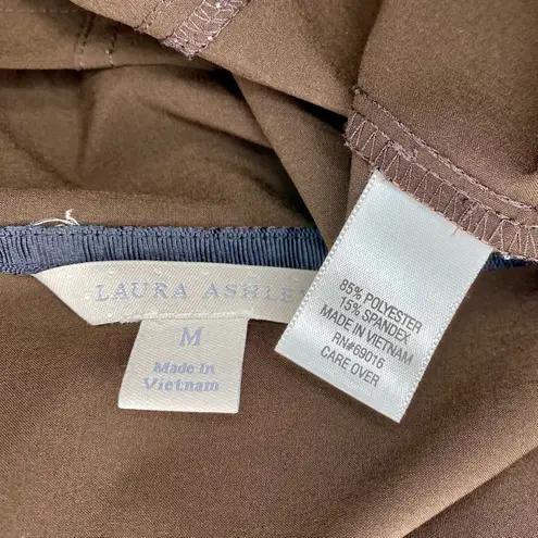 Laura Ashley Lightweight Brown Zip Up Jacket Roll Tab Sleeves Utility Style M
