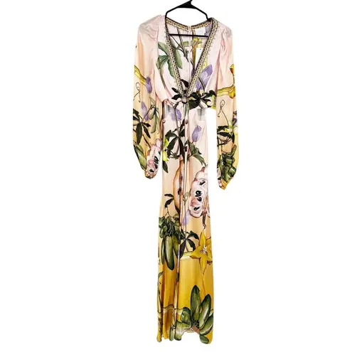 Camilla U-Ring Cut Out Dress in Original Sin Silk Maxi Size L NEW