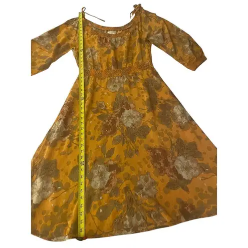 Anthropologie Moulinette Soeus Cara Silk Cold Shoulder Midi Dress Orange 6