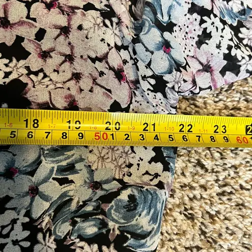 Karl Lagerfeld Paris Floral Print Long Sleeve Blouse Blue Pink Romantic Top L