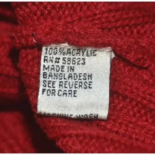 Effeci Ladies Red Double Breasted Hooded Cardigan Sweater Size S PS Cozy