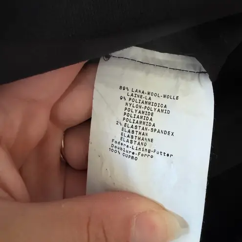 Emporio Armani Black Wool Side Zip Single Pleat Slim Straight Leg Pant Womens 46