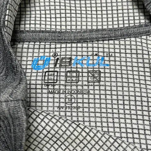 IBKUL Long Sleeve Thumbhole Golf Pullover Black Heather Gray Logo Size Medium