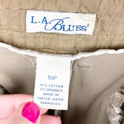 L.A. Blues Vintage Y2K Low Rise Floral Button Tan Pants Bootcut Flare Leg 10P