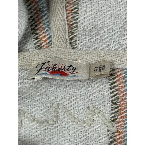 Faherty Striped Beach Cover-Up Hooded Tunic Dress with Pockets and Fringe