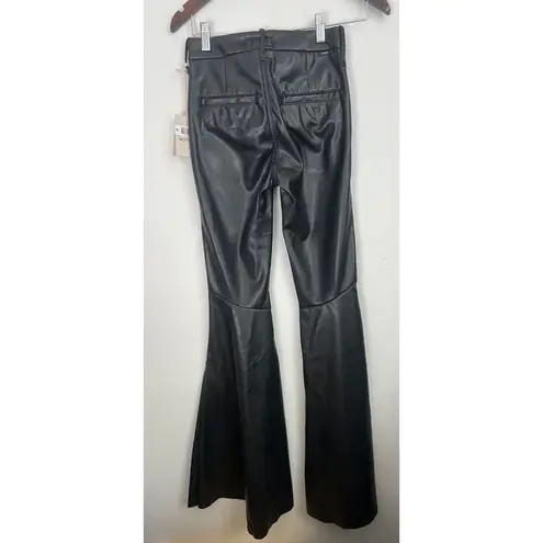 NWT MOTHER The Super Cha Cha Prep Heel Faux Leather Flare Leg Pants Black 23