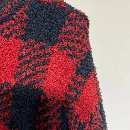 SKIMS Buffalo Red Black Plaid Fuzzy Knit Sweater S/M NEW
